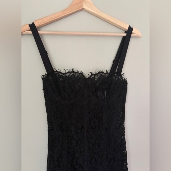 NEW Helsa Lace Column Dress Sheer Bustier Maxi Black | XS - Picture 10 of 16
